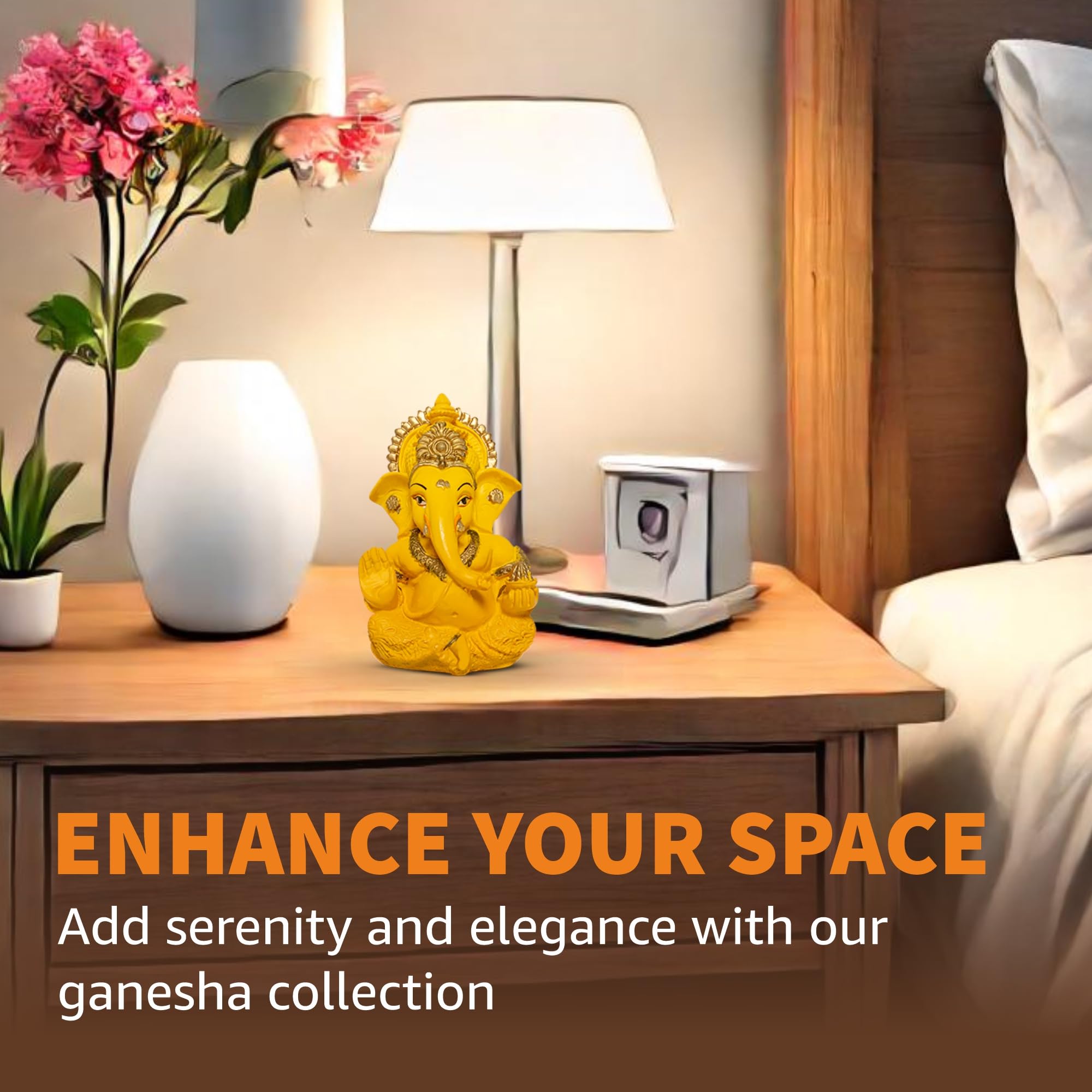 Homfil Ganesh Idol Car Dashboard Ganpati Idol Home Decor Resin Material Home Gift Office Desk Puja Room Ganpati Murti Car Dashbo